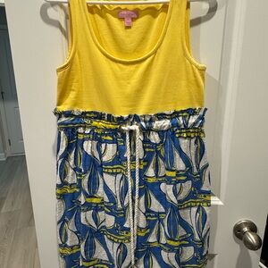 Lilly Pulitzer Yellow and Blue Midi Dress